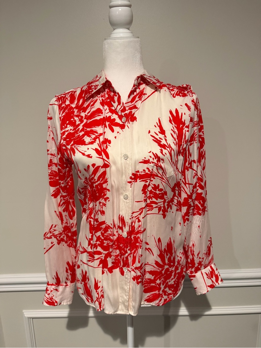 Equipment Red and White Floral Button-Down Shirt for Men